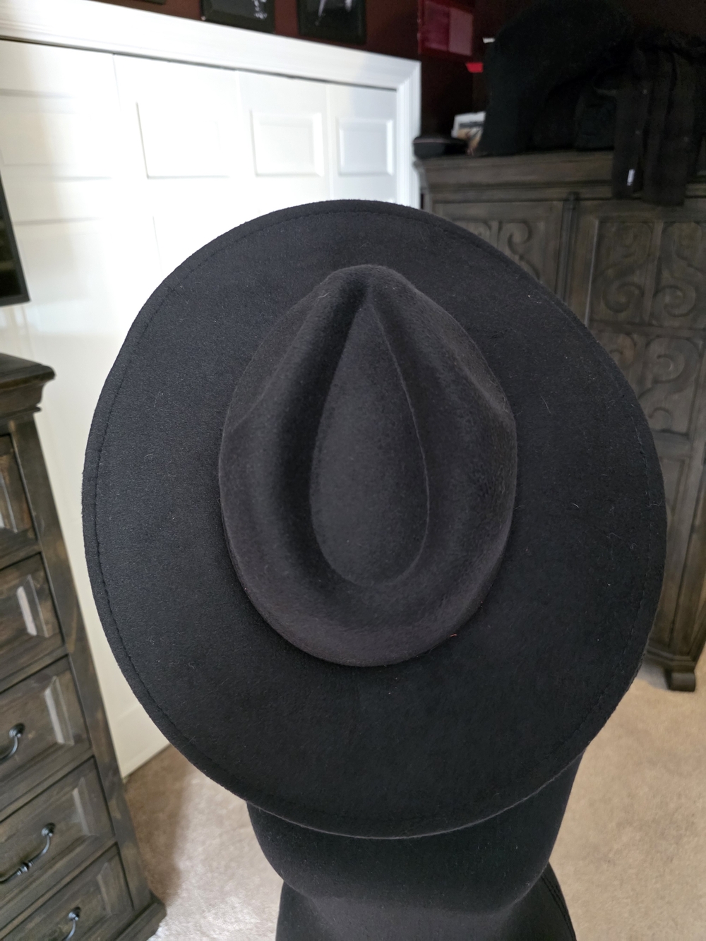 NWT Odiva Black & Red Wide Brim Fedora Hat 23" Circumference Two-Tone Felt